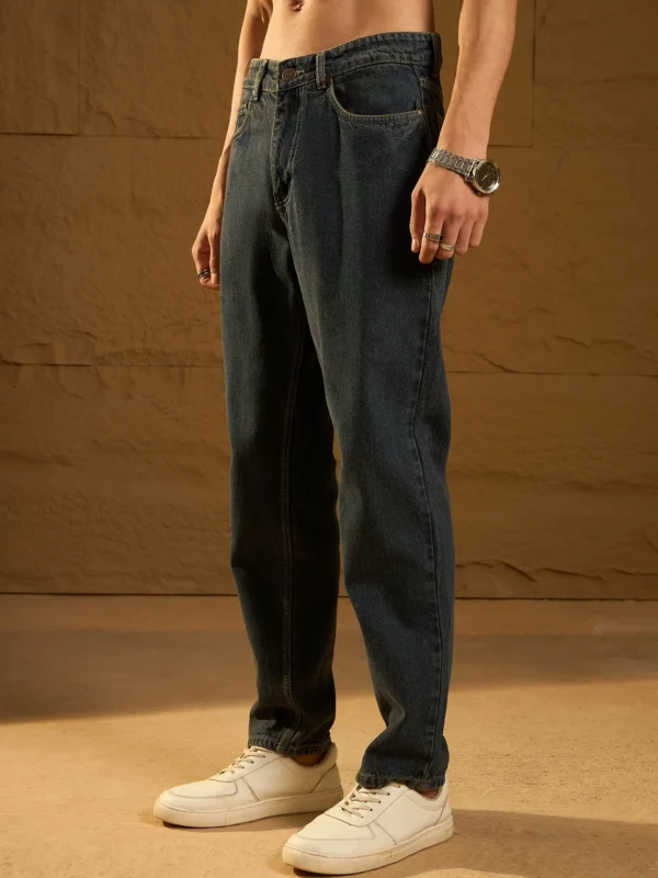 Korean Baggy Fit Dark Blue Jeans - Image 6