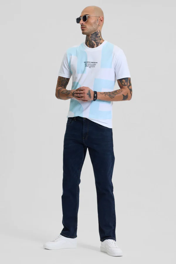 Rise Above Light Blue Printed Slim Fit T-Shirt - Image 4
